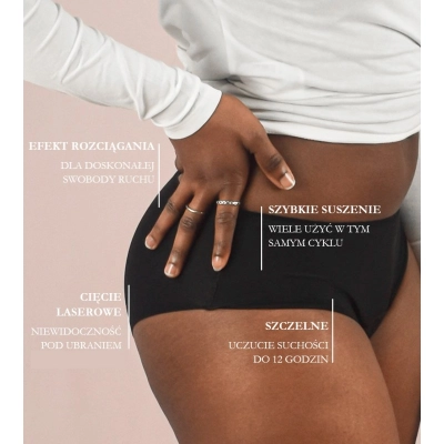 Majtki menstruacyjne bawełna organiczna czarne rozmiar L