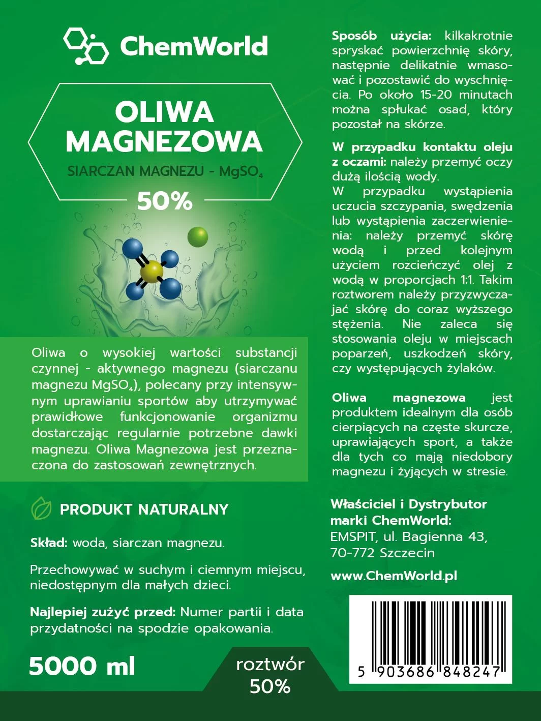 oliwa magnezowa zielona 500 ml