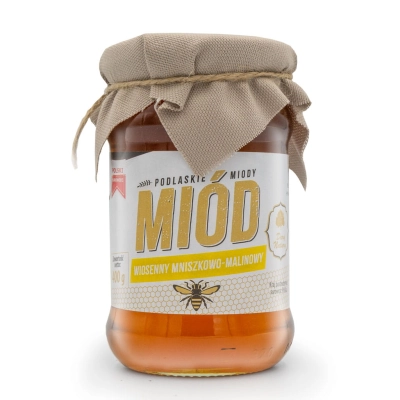 Miód wiosenny mniszkowo-malinowy 400g.