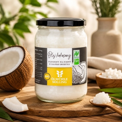 Olej kokosowy tłoczony na zimno Bio z całego orzecha 500ml