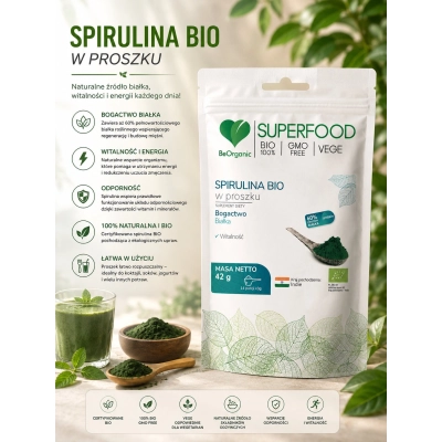 Spirulina Bio w proszku 42 g (wyprzedaż)