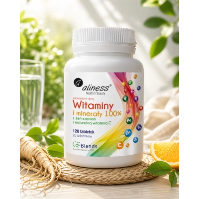 Witaminy i minerały 100% z żeń-szeniem 120 tabletek